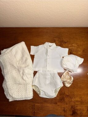 Vintage 1965 Newborn Baby Boy Items -  Ivory